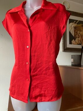 Mango Sleeveless Button Up Top